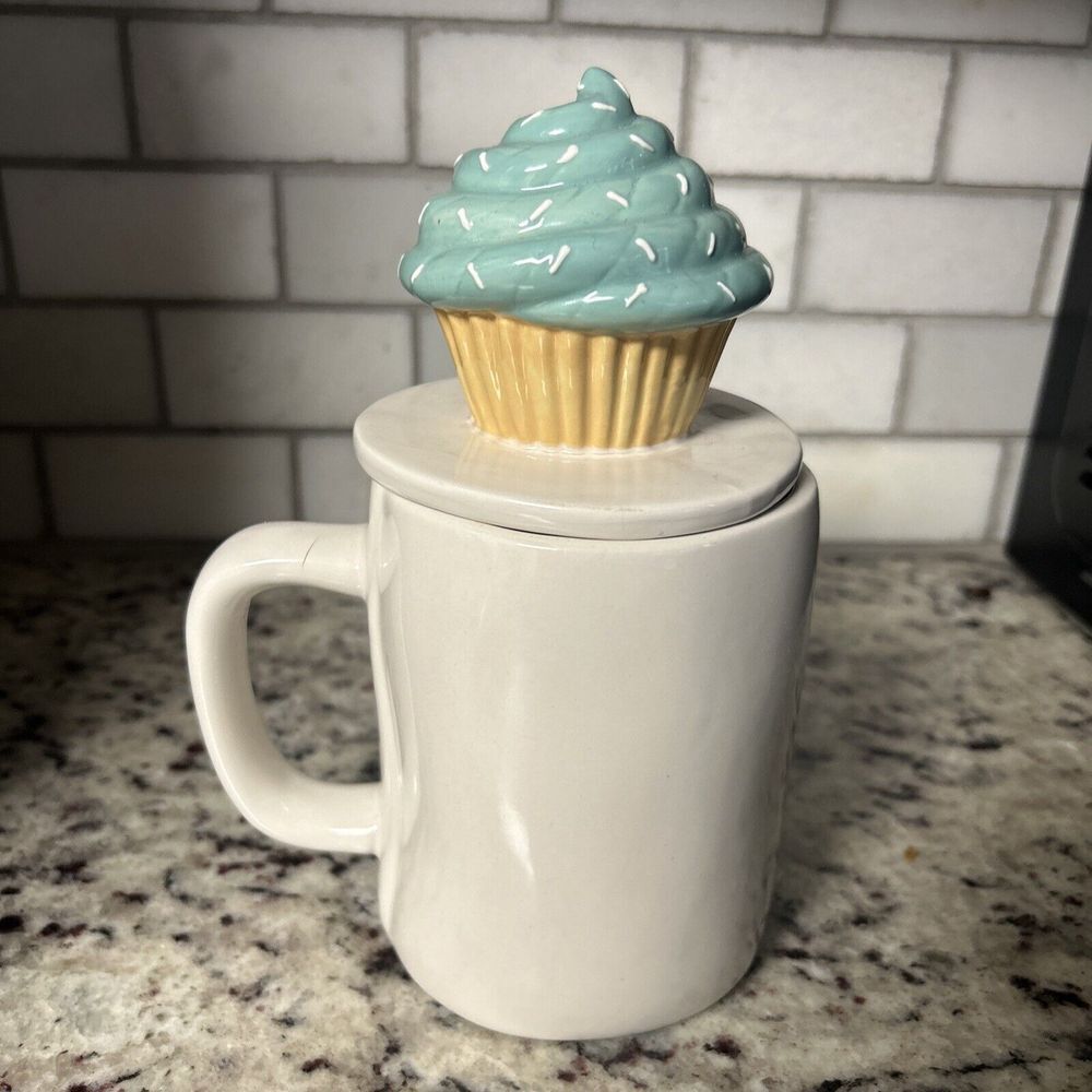 Rae Dunn Happy Birthday Mug with Cupcake Sprinkles Topper - Picture 3 of 5